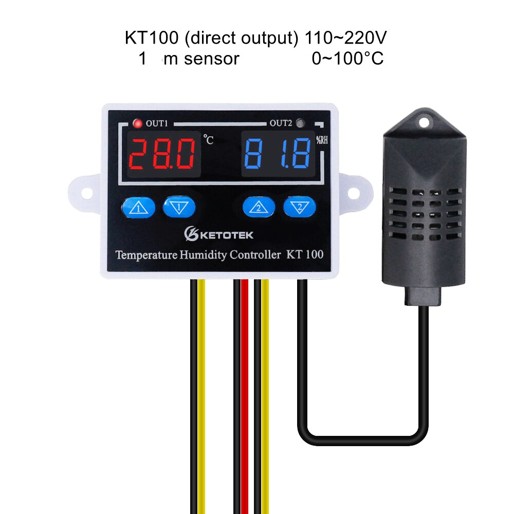 KT100 Termostato Digitale Regolatore di Umidità Uovo di Gallina Incubatrice Regolatore di Umidità di Temperatura 10A Uscita Diretta Igrometro di Controllo: 110-220V