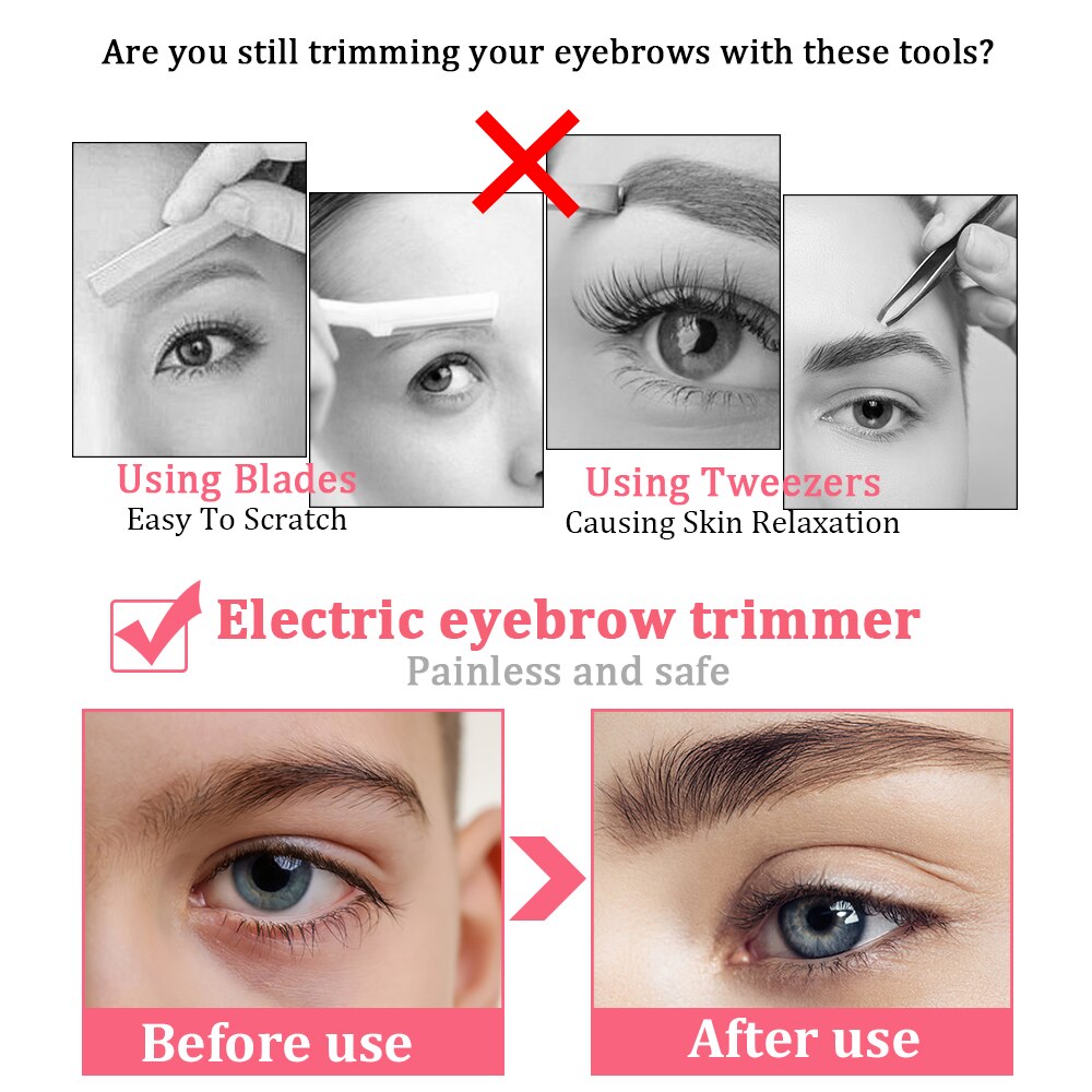 Electric Epilator Eyebrow Trimmer Makeup Painless Epilator Facial Hair Eye Brow Remover Mini Eye Brow Shaver Razors USB/Battery