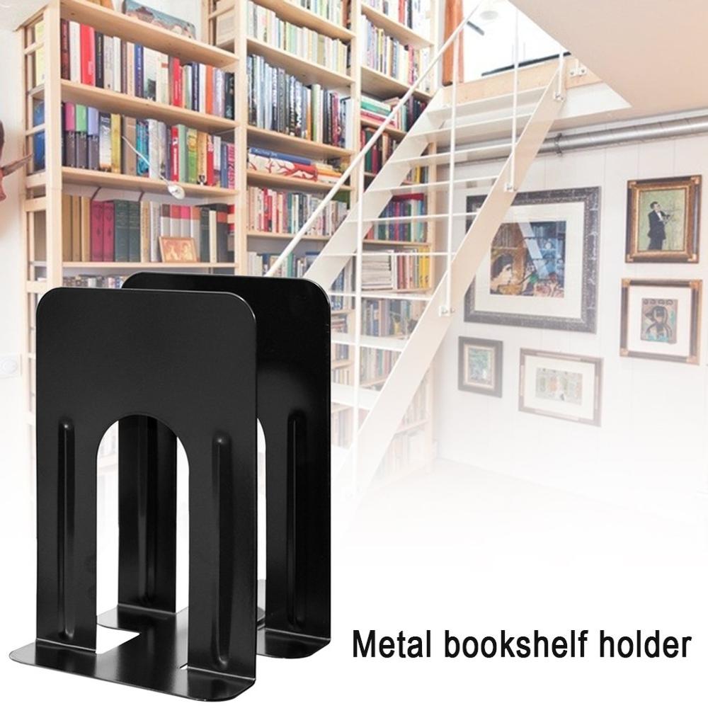 1 par metal bogholder billig holdbar heavy duty metal bog ende hylde bogholder holder til kontorskole supp