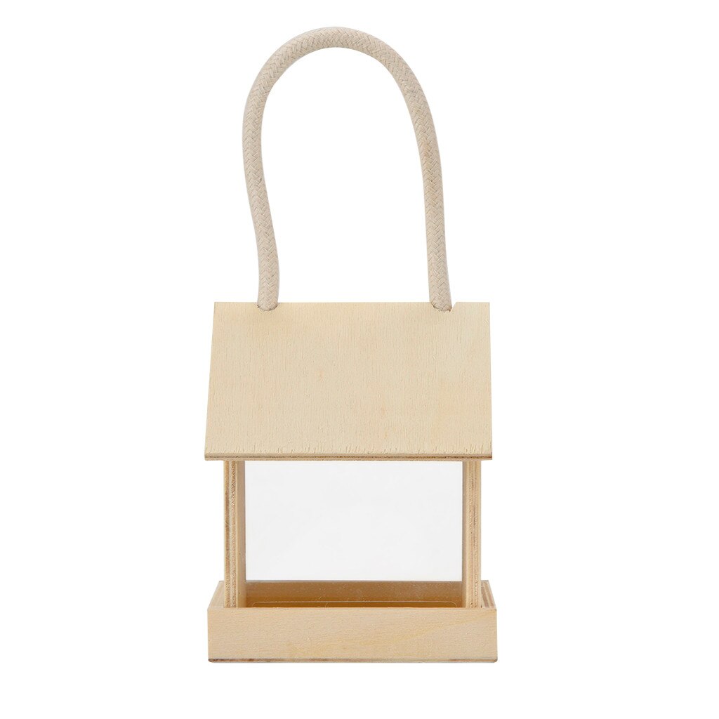 Houten voederbakken voor vogels, hangend type, buitenhuisdier, vogelzaad, voerbak, boom, tuin, snacks, emmerhouder, vogelvoederbak, voederstation: B
