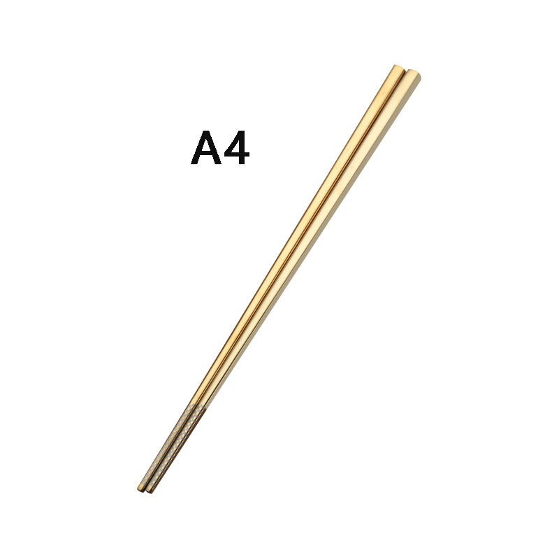 1 Pair Korean Chopsticks Stainless Steel Titanium Plating Gold Rose Gold flat Chop Sticks Sushi Hashi chopstick: A4
