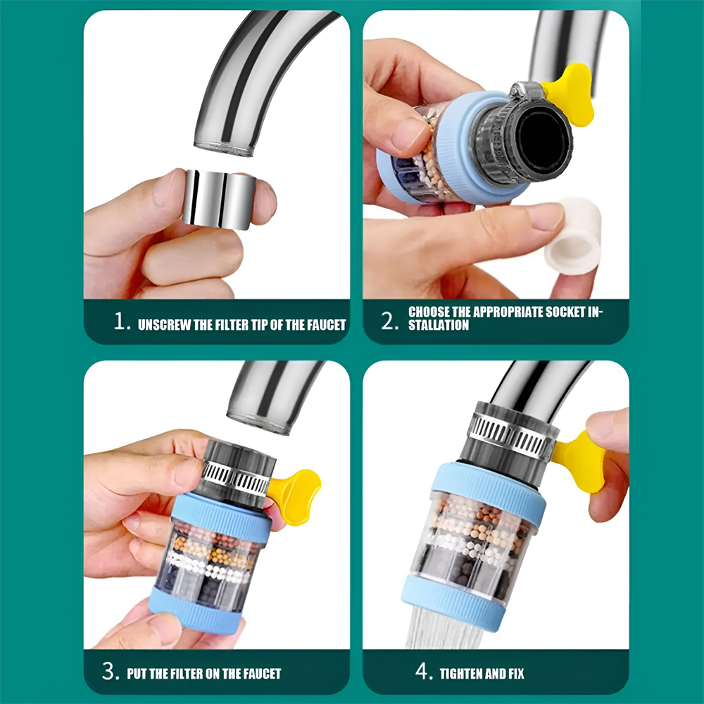 Purificador de grifo con filtro de agua de 6 capas para grifo, accesorios de cocina, mezclador, aireador, boquilla para grifo de baño, sistema de filtración de agua