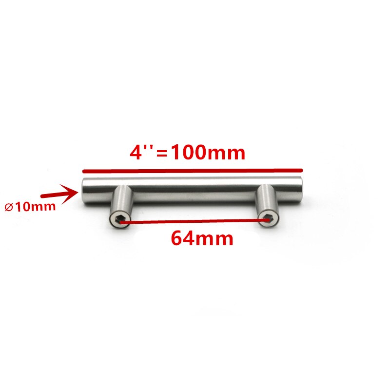 50mm to 500mm rostfria köksdörrsskåp t bar handtag dragknopp skåp knoppar möbelhandtag skåp lådhandtag: 4 tum 64mm