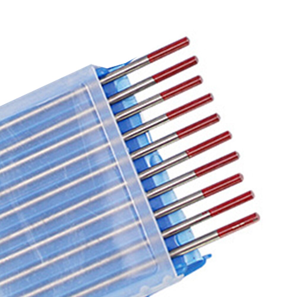 10pcs Tig Conductive Consumables Kit Ground Finish Red Head Tungsten Electrode Rods Welding Tools Thoriated