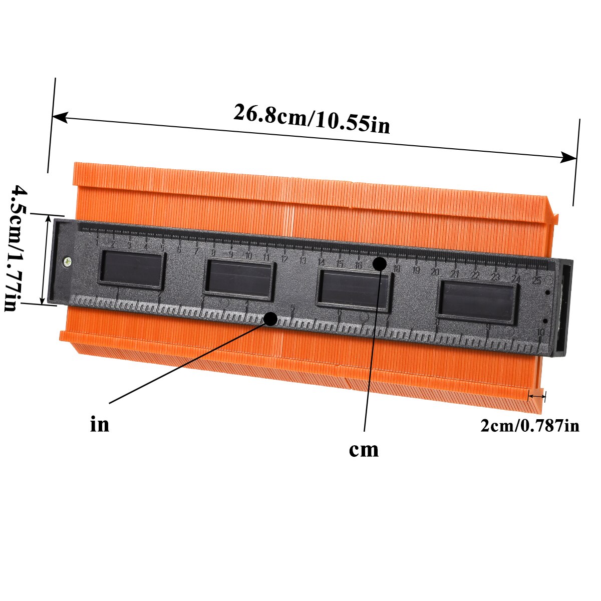 Contour Gauge Plastic Profiel Kopie Contour Meters Standaard Hout Markering Tool Betegelen Laminaat Tegels Gereedschap Profiel Meetinstrumenten: 25cm Orange