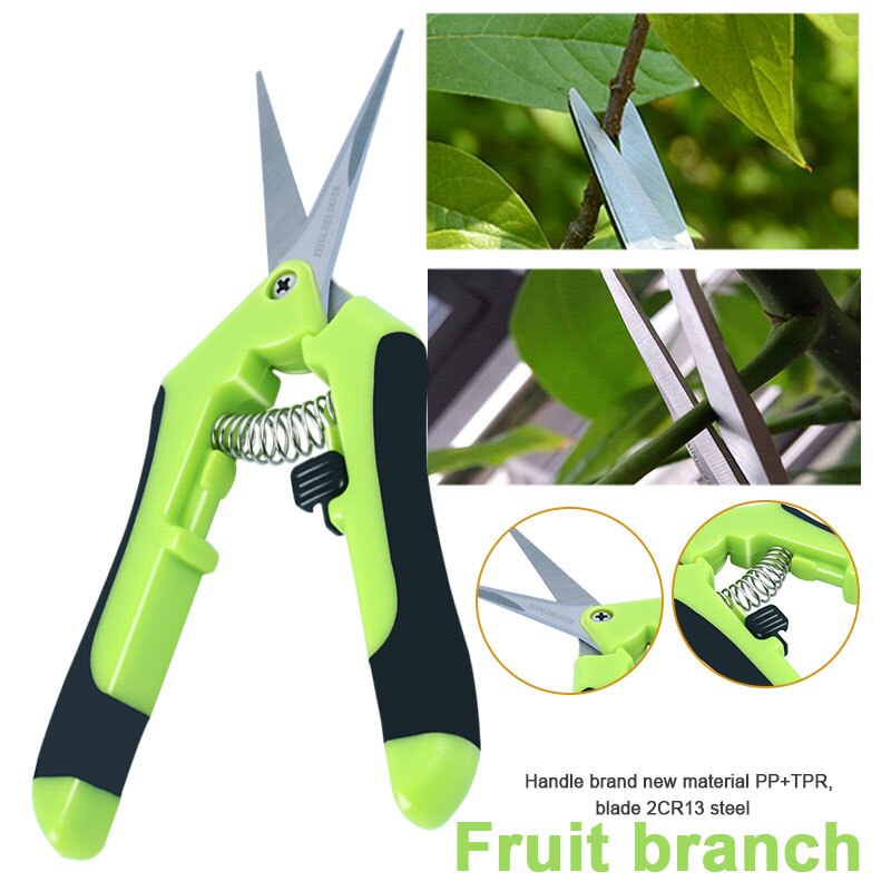 Tijeras de jardín hechas a mano de acero inoxidable verde tijeras de jardinería herramienta Yardman tijeras de podar mango de PP resistente afilada
