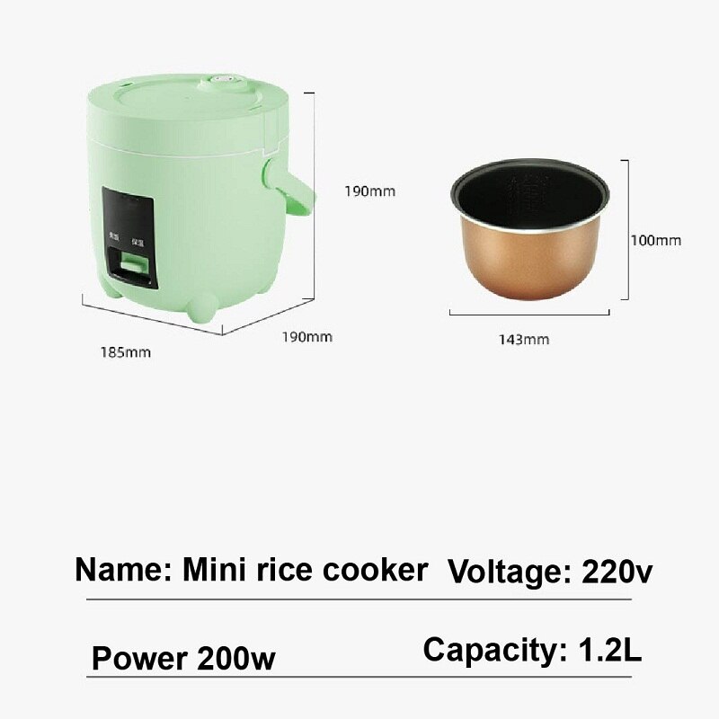 Olla arrocera eléctrica inteligente y automática para el hogar, cocina con revestimiento antiadherente, para 1-2 personas, 1,2 L