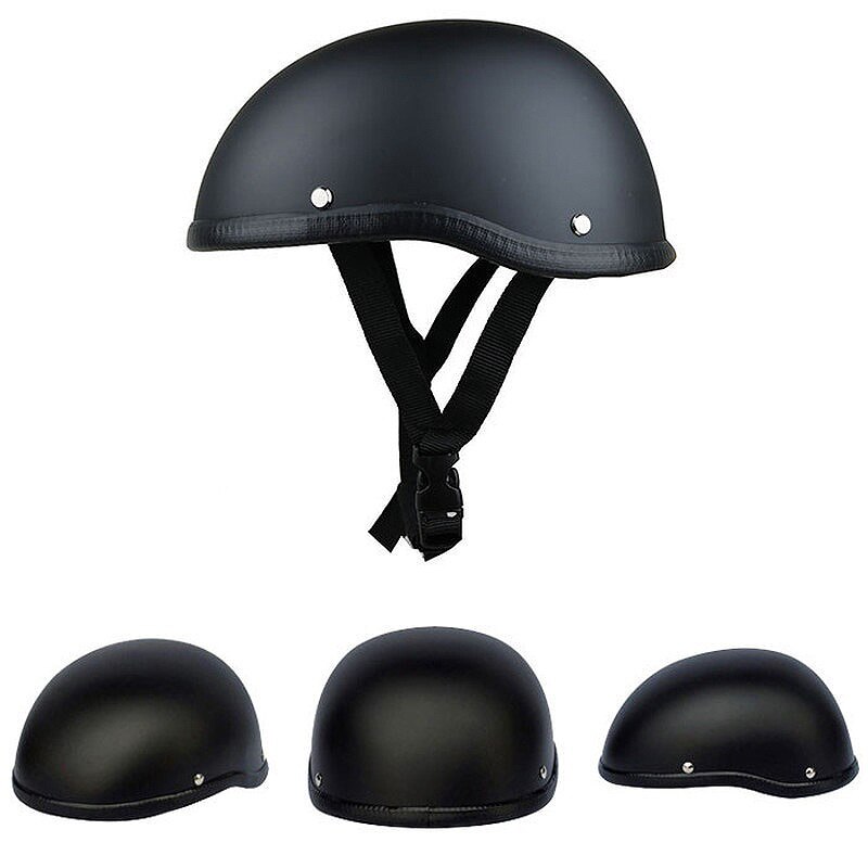 Schedel Cap Motorhelm Vintage Half Gezicht Helm Retro Duitse Stijl chopper Cruiser, Mat Zwart