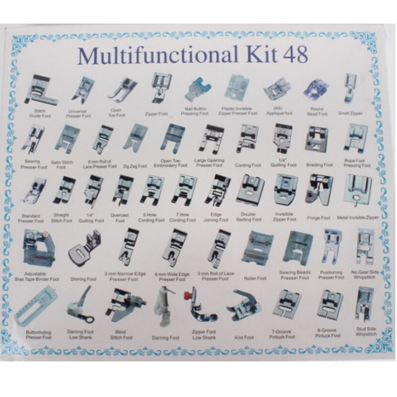 48pcs Sewing Machine Presser Foot Feet Kit Set With Box Brother Singer Janom Sewing Machines Presser Foot Tools Sewing Tools