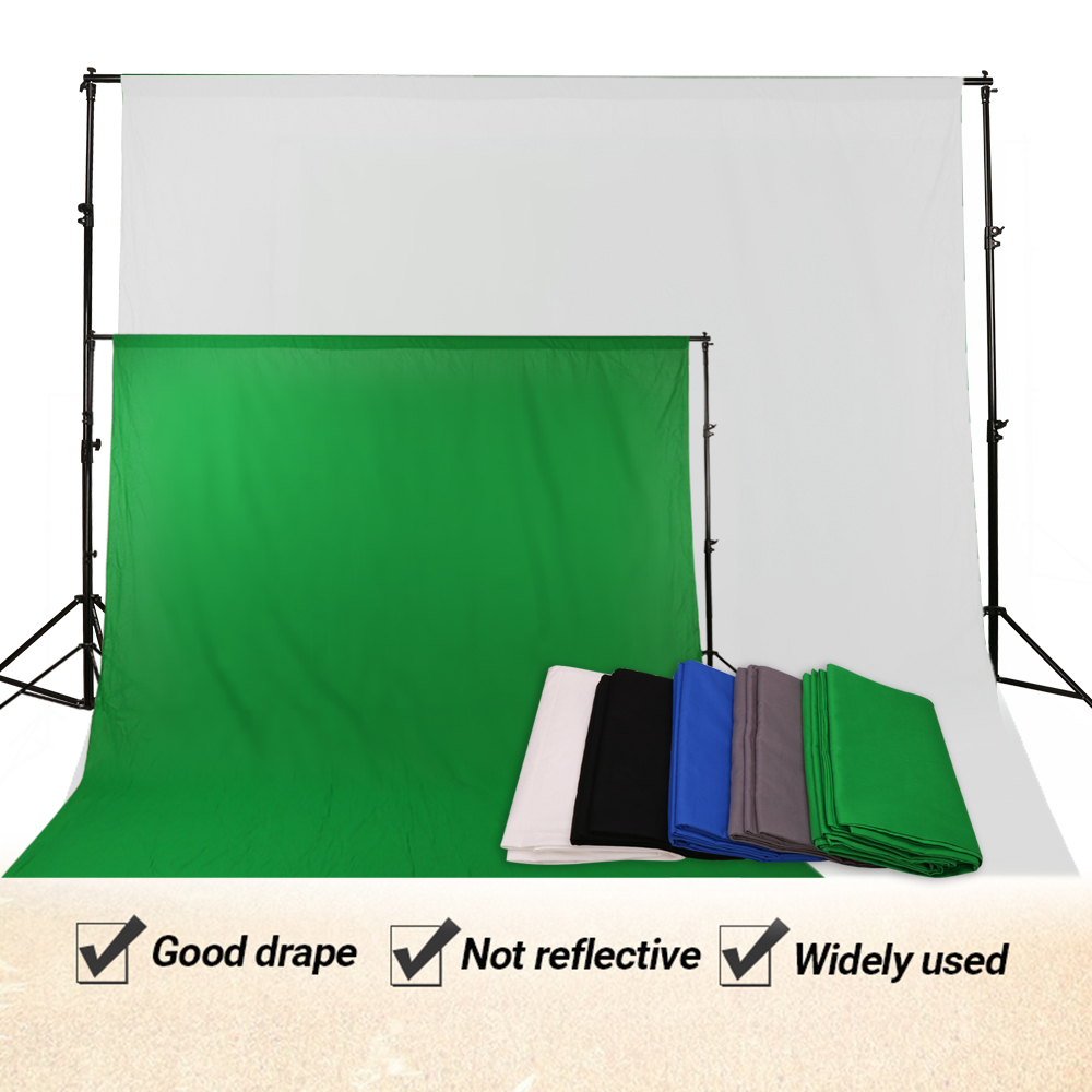 GSKAIWEN 100% Cotton Muslin Background Photography Backdrop Chromakey Green Screen For Photo Studio Green White Black Bule Gray