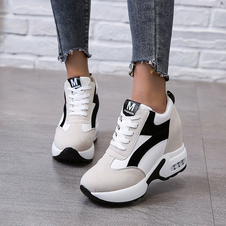 Women Platform Sneakers Casual Shoes Ladies Lace Up Casual Light Suede Shoes Wedge Shoes Zapatillas Mujer