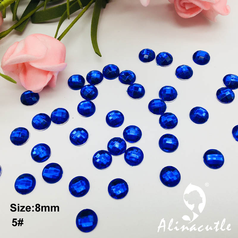140pc 8mm gems diamond flat back flat back round crystals Stone Stickers gem DIY handmade Art Crafts Scrapbooking crystals: No 5 blue
