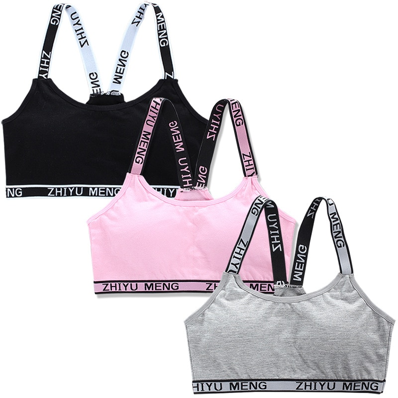 3pc bh tienermeisjes trainingsbeha's sling linnen beha jong meisje brief kinderen buis top onderwerp voor tiener vest lingerie 9 11: Set van  c 3 bh's