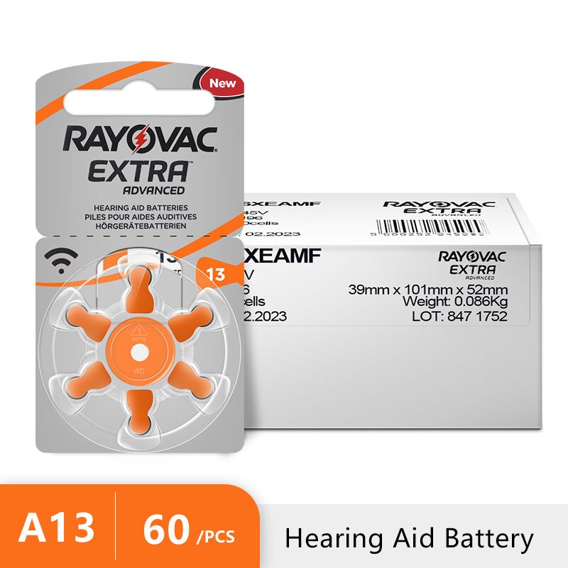Hoortoestellen Batterijen Rayovac Extra A13 13A 13 P13 PR48 60 Pcs Zink Air 13 1.4V Voor Geluid Versterker accessoires