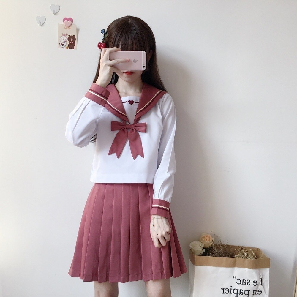 Girls Japanese school uniform skirt JK uniform Class uniforms Sailor suit College wind Suit Female Students uniforms