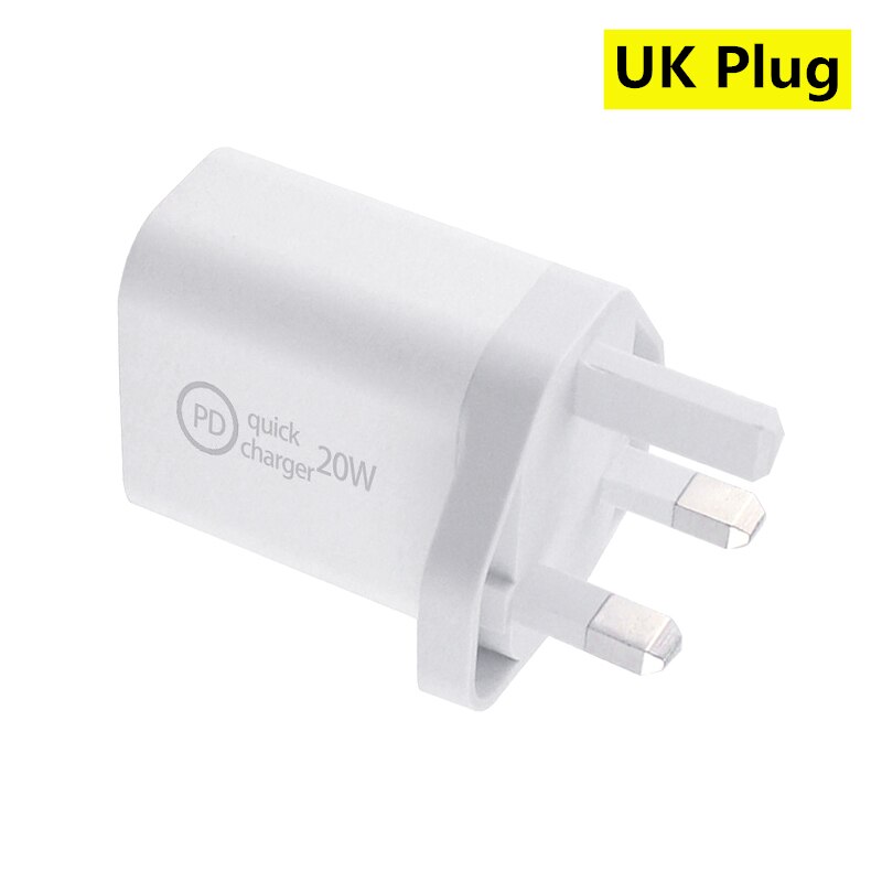 LISM 20W PD chargeur rapide pour iPhone 12 Pro USB C C2L adaptateur ue prise américaine chargeur de voyage QC3.0 pour IPhone 11 pour Samsung HUAWEI: UK Plug