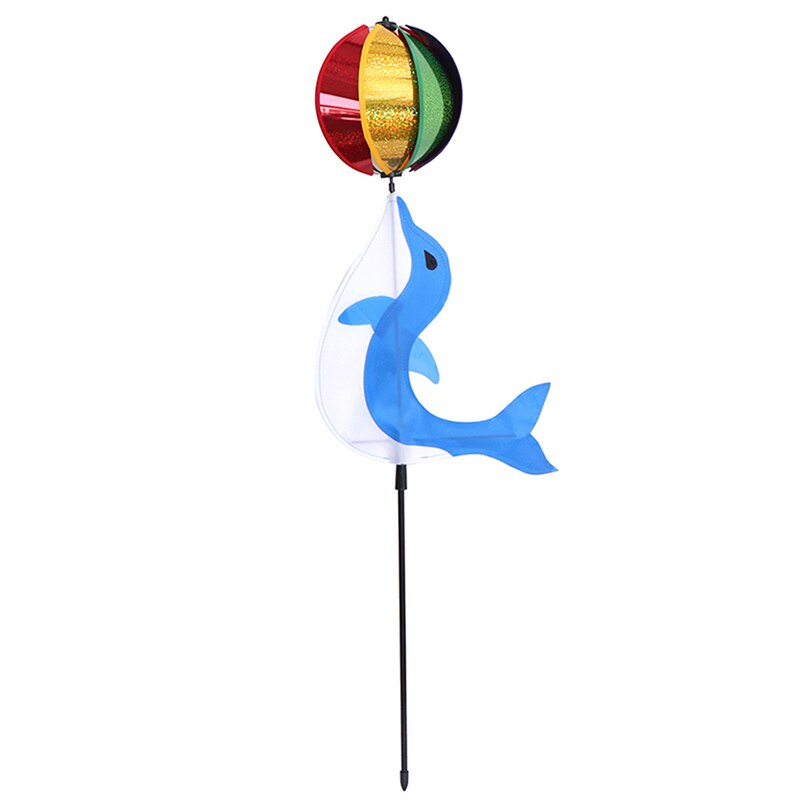 1pc Wind Spinner mulino a vento colorato arcobaleno simpatico cartone animato animale Dolphin Winnower giocattolo per bambini