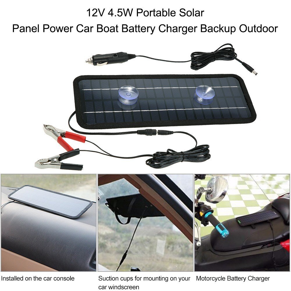 Portable Solar Panel Power Car Boat Battery Charger Backup Outdoor