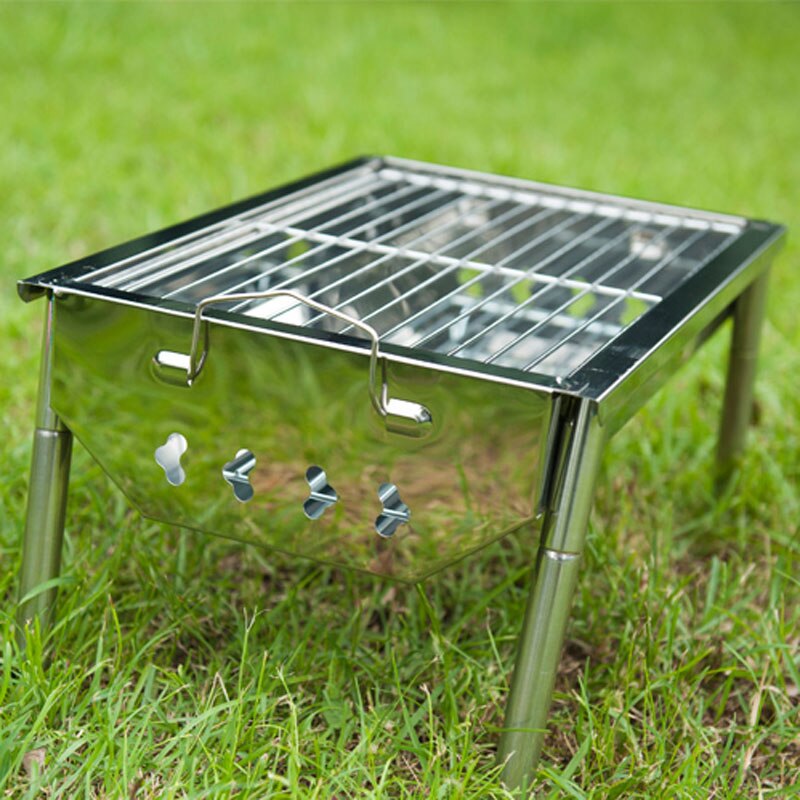 Barbecue Portable pliable en acier inoxydable, 40x28x21cm, poêle à charbon Portable pliable, Support sûr et solide