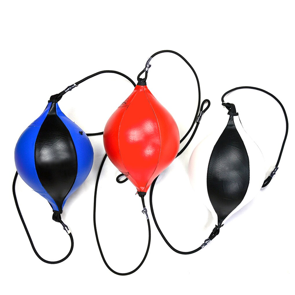 Speed Punch Bag Leather Speed Ball Hanging Boxing Punching Ball, Double End Ball with Boxing Reflex Ball
