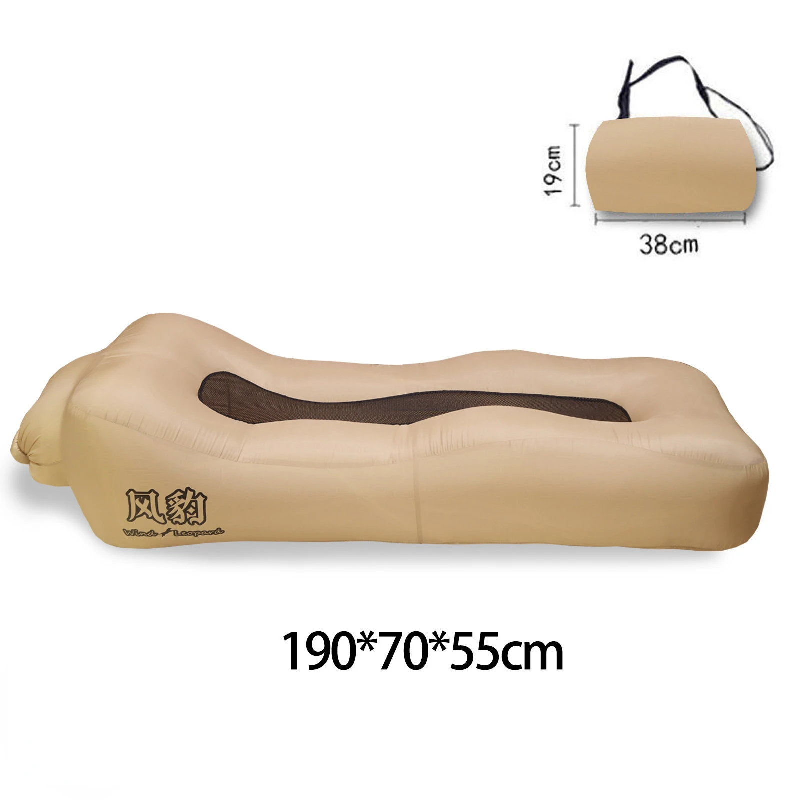 Oppblåsbar sovesofa for å sove i dobbel madrass ultralette seter luft selvkjørende turer seng campingutstyr widesea pute: Lysegrå