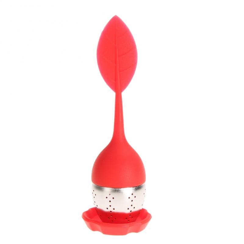 1Pc Silicone Thee-ei Veiligheid Theezakje Theezeefje Voor Thee Pot Cup Gebruik Leuke Mensen Vorm Thuis keuken Bar Thee Filter: Red