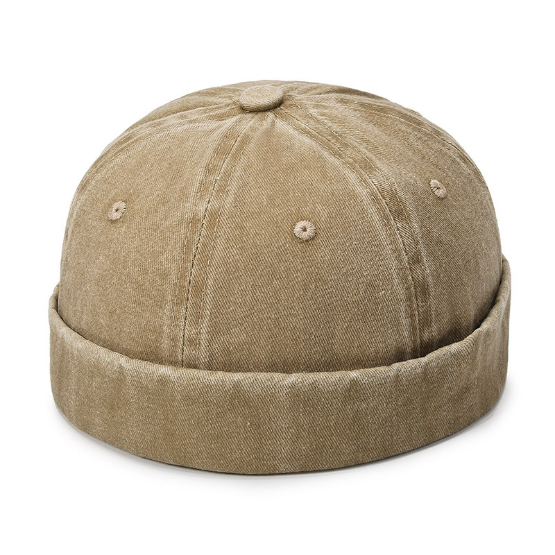 Bonnet sans bord unisexe en coton respirant pour hommes et femmes, casquette réglable, chapeaux hip hop rétro, chapeau streetwear unisexe, printemps et automne: Kaki