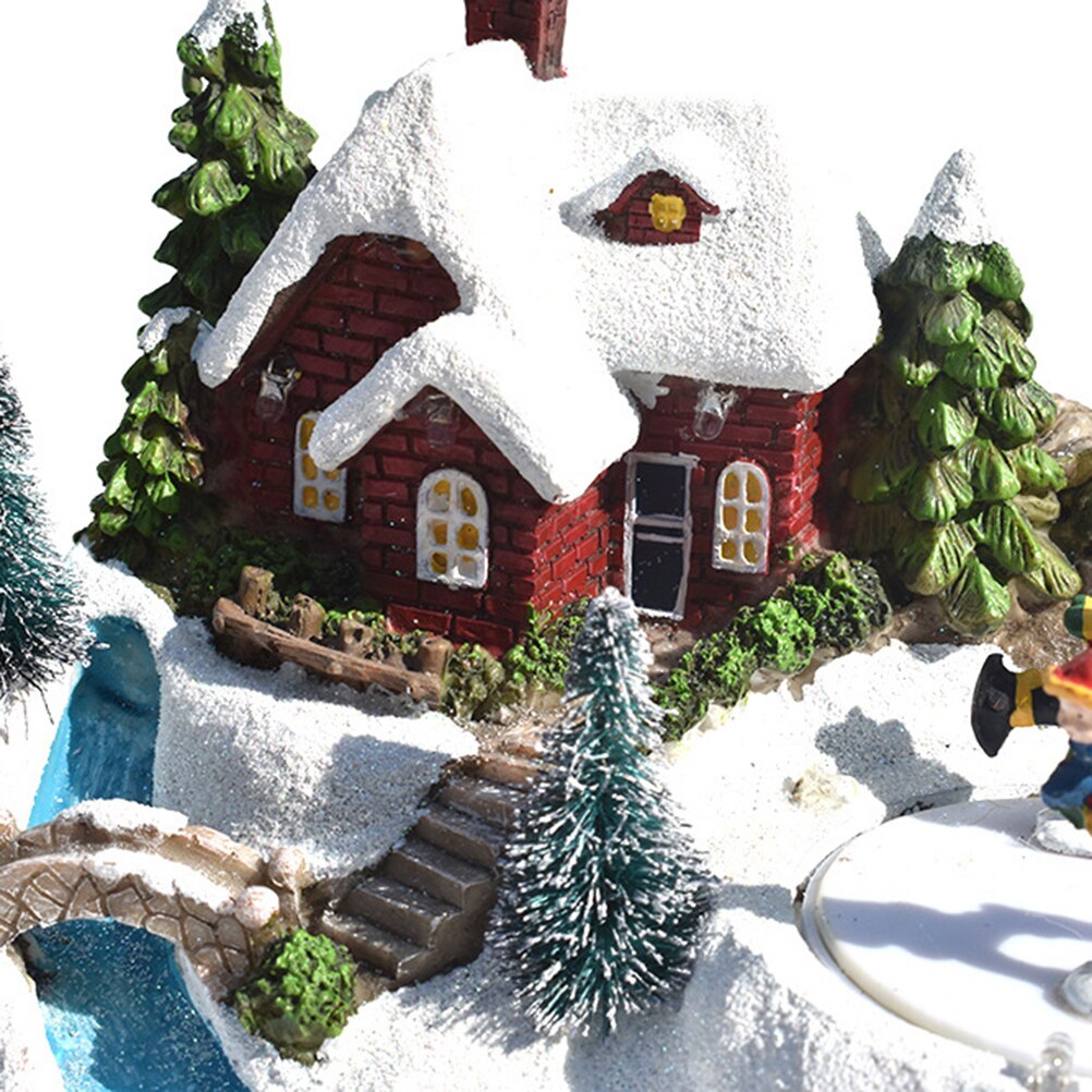 Christmas Snow House Village Decorations with Music LED Light Christmas Village Festival House Home Decorations