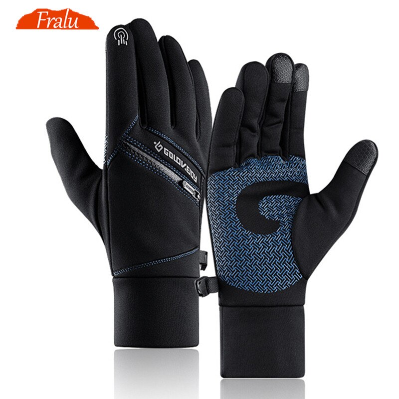 Nouveaux gants chauds pour hommes automne hiver en plein air anti-dérapant écran tactile gants d'équitation Ski fermeture éclair imperméable à l'eau poche hommes gants