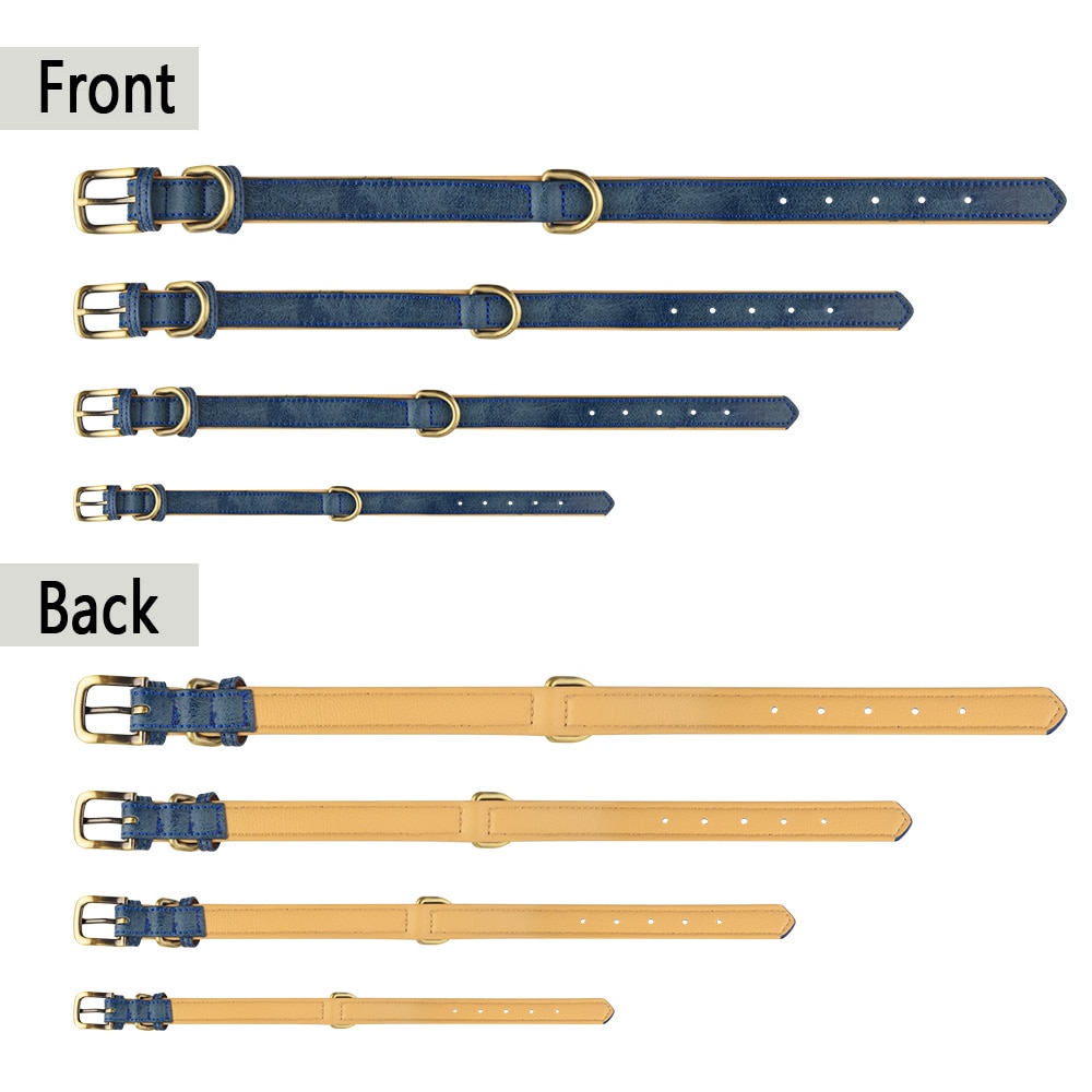 Leather Dog Collar Adjustable Double D-ring Dog Control Small Medium Large Dogs