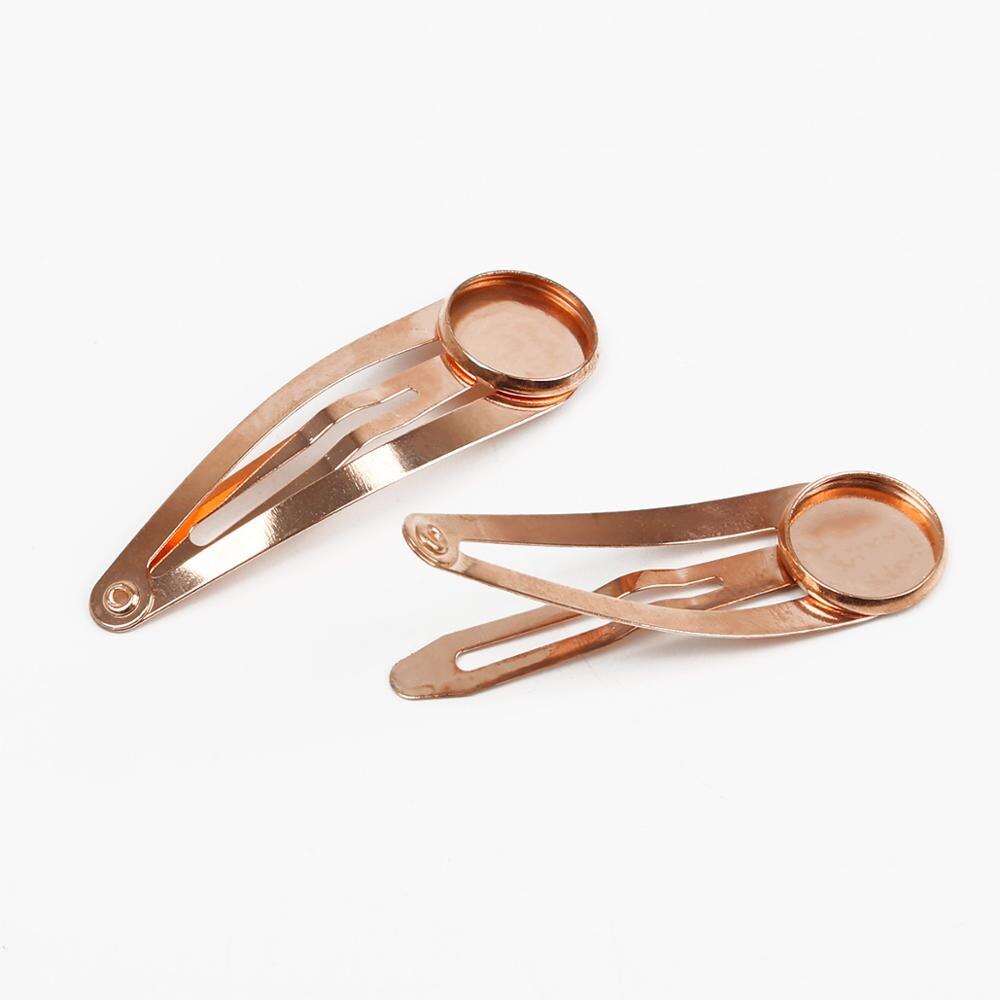 12mm 10 pièces classique 6 couleurs plaqué cuivre matériel épingle à cheveux pinces à cheveux Base réglage Cabochon camée base: Rose Gold