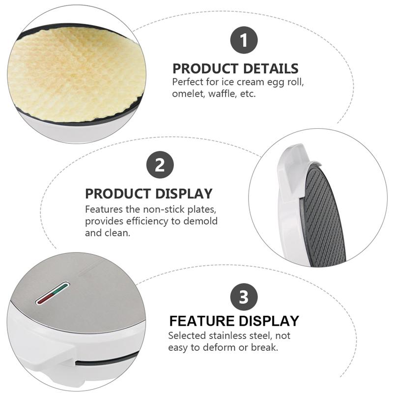 Elektrisk krispig äggrullemaskin omelett pannkaka glassstrut maskin maskin gör-det-själv-glass för hemköket med eu/uk-kontakt