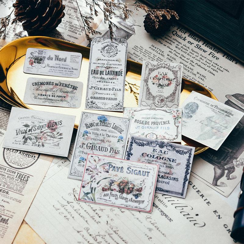 10Pcs Vintage Français Étiquettes Billets Autocollants - DIY Artisanat Scrapbooking Album Junk Journal Planificateur Décoratif