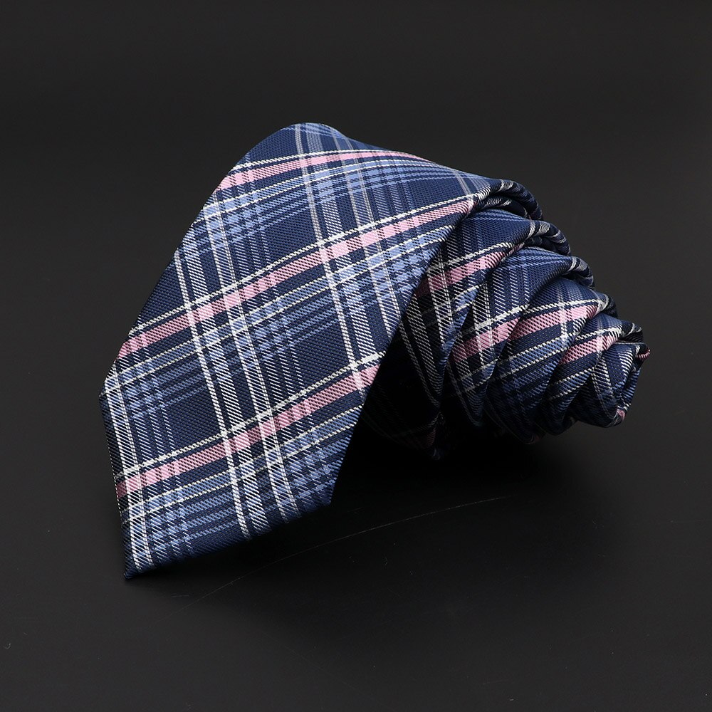 Cravatte scozzesi casuale da 7cm per uomo cravatta blu rossa attillata moda cravatta a strisce in poliestere attività commerciale camicia sottile accessori regalo Cravate: 13