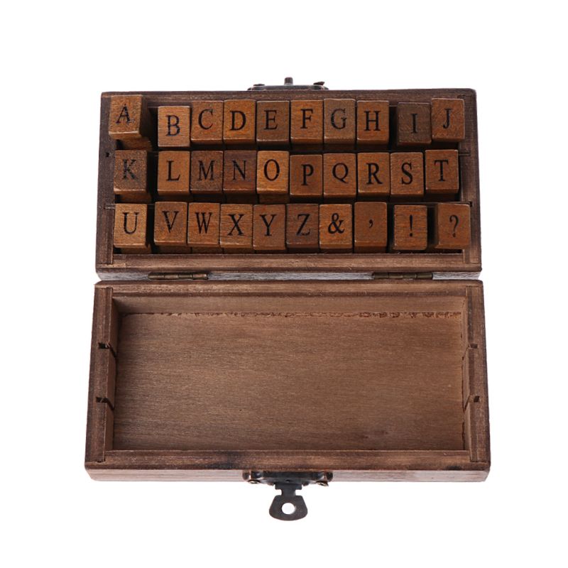 Træforsegling store bogstaver alfabet bogstaver gummistempler sæt vintage