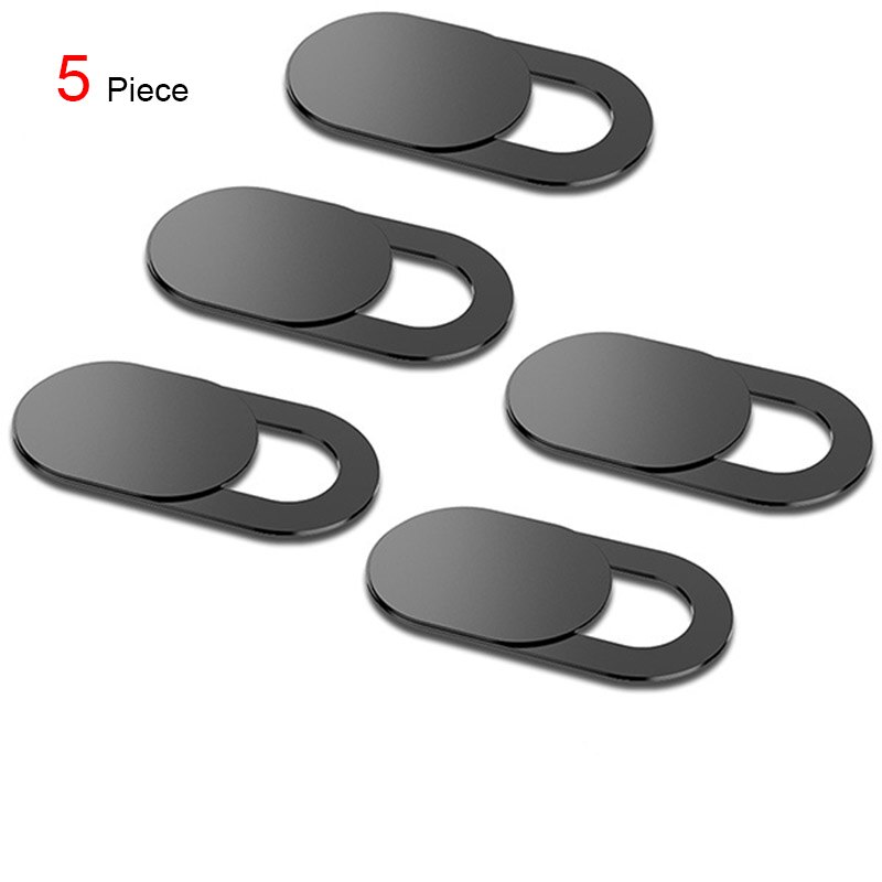 Webcam Cover Sluiter Magneet Slider Antispy Camera Cover Voor Ipad Pc Web Iphone Laptop Macbook Tablet Lenzen Privacy Sticker: 5 Piece Black