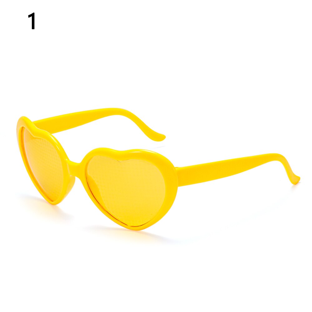 Love Heart Shaped Effects Glasses Watch The Lights Change to Heart Shape At Night Diffraction Women Sunglasses: A-Yellow