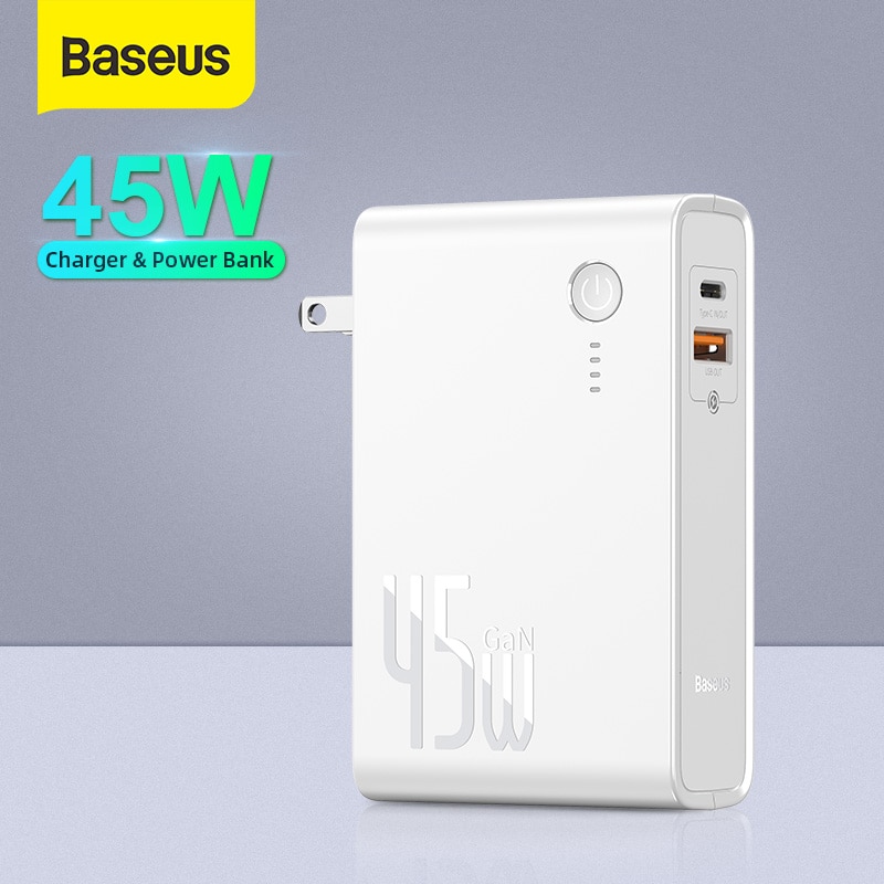 Baseus Gan 45W Power Bank Us Plug Charger 10000Mah Powerbank Voor Xiaomi Pd Snel Opladen Ons Oplader Voor iphone QC.4.0 Power Bank