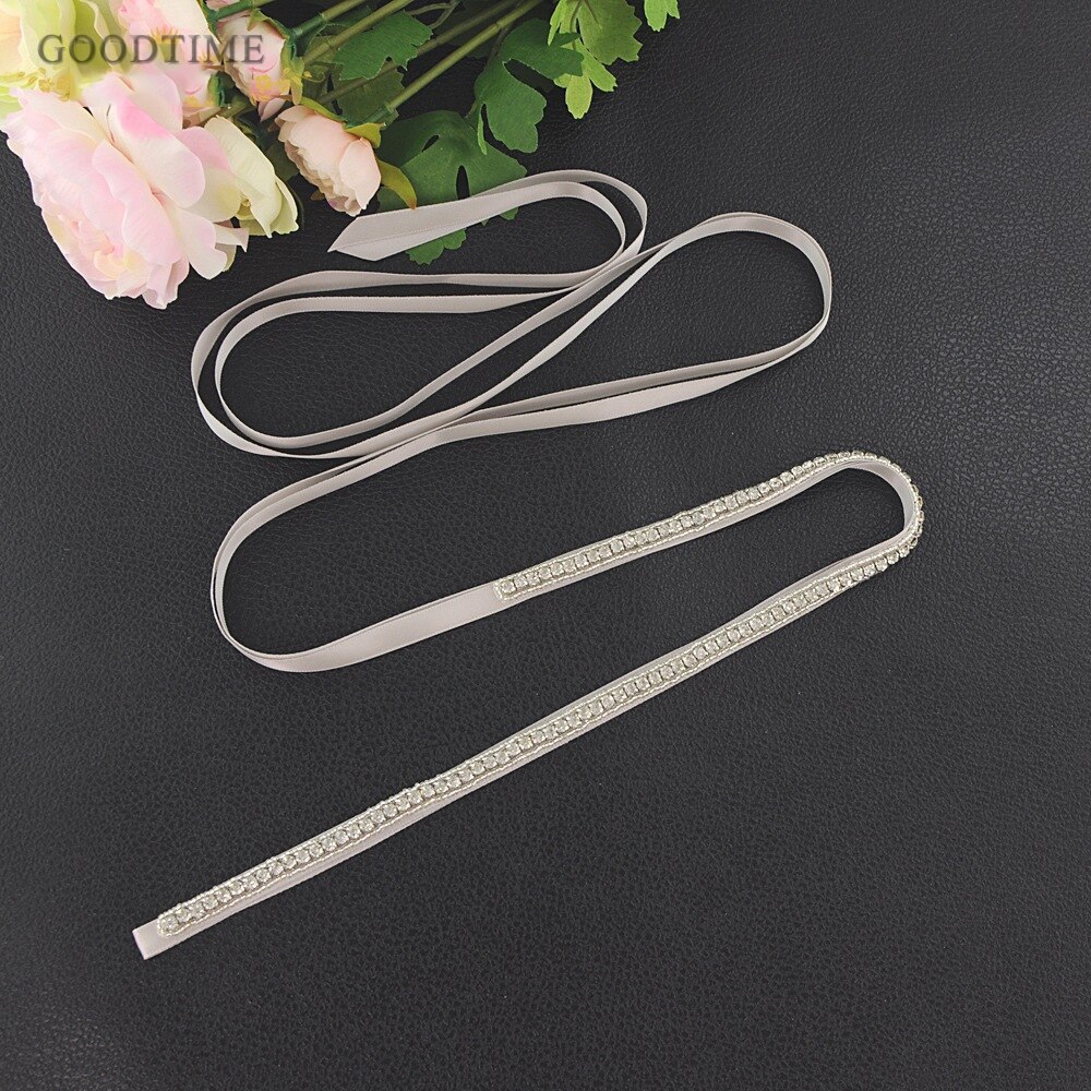 Wedding Belt Rhinestone Bridal Wedding Belt Thin Belt Long Narrow Wedding Dress Accessories Bridal Sash For Women Girl: gray