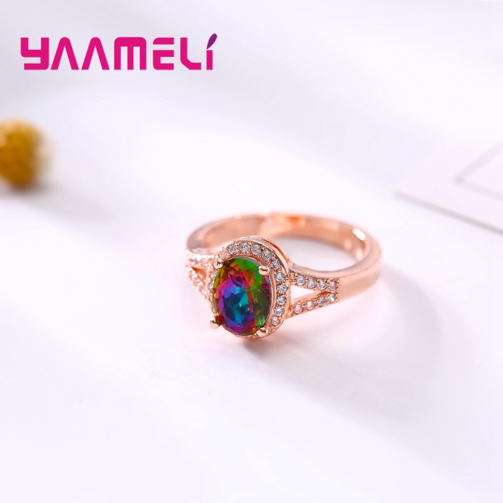 8 disegni in argento Sterling 925 apertura regolare anello per fedi nuziali per uomo donna chiaro/arcobaleno mistico zircone cubico accessori per feste
