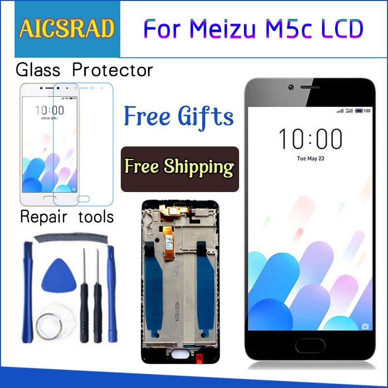 AICSRAD Lcd-scherm Vervanging + Touch Screen Digitizer Voor Meizu M5C/Meilan 5C Zwart Wit Kleur
