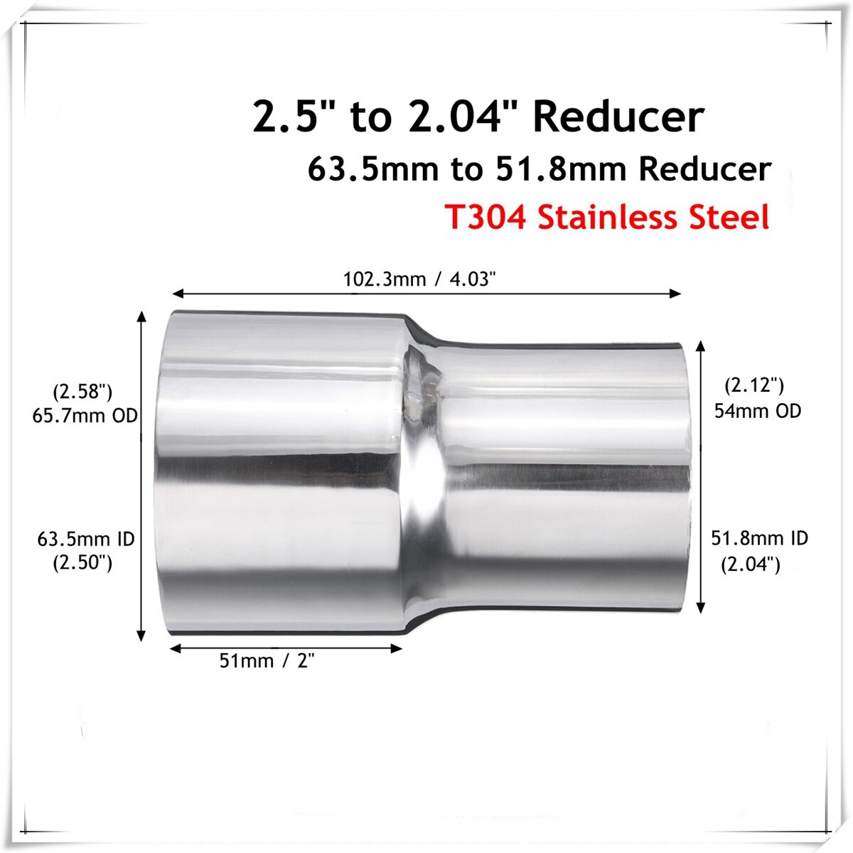 Universal bil rustfritt stål standard eksosreduksjonsadapter kontakt rørrør 76mm 63mm 60mm to 63mm 57mm 52mm 50mm 6 størrelse: 76mm to 52mm