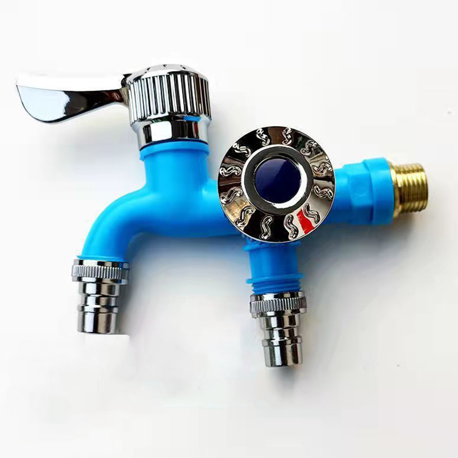 Dubbele uitlaat kraan Dual Control waterkraan 1 in 2 uit tuin buiten balkon badkamer keuken 1/2 "buitendraad kunststof kraan