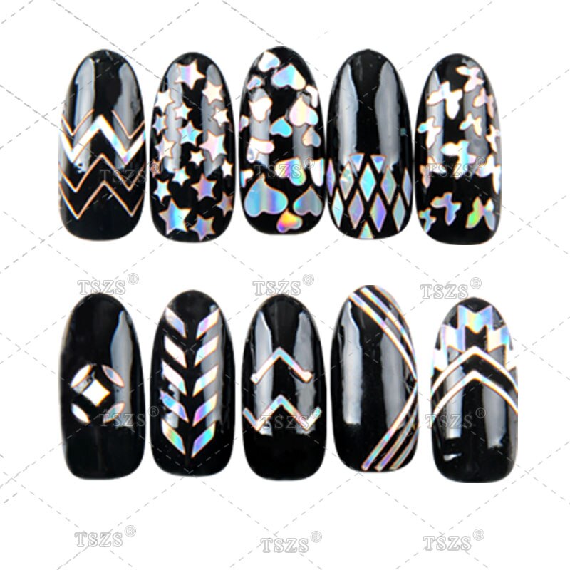 24 unids/lote NAIL ART Plantilla de vinilo guía pegatina Plantilla de manicura pegatinas clavo hueco arte mixto SESIGN