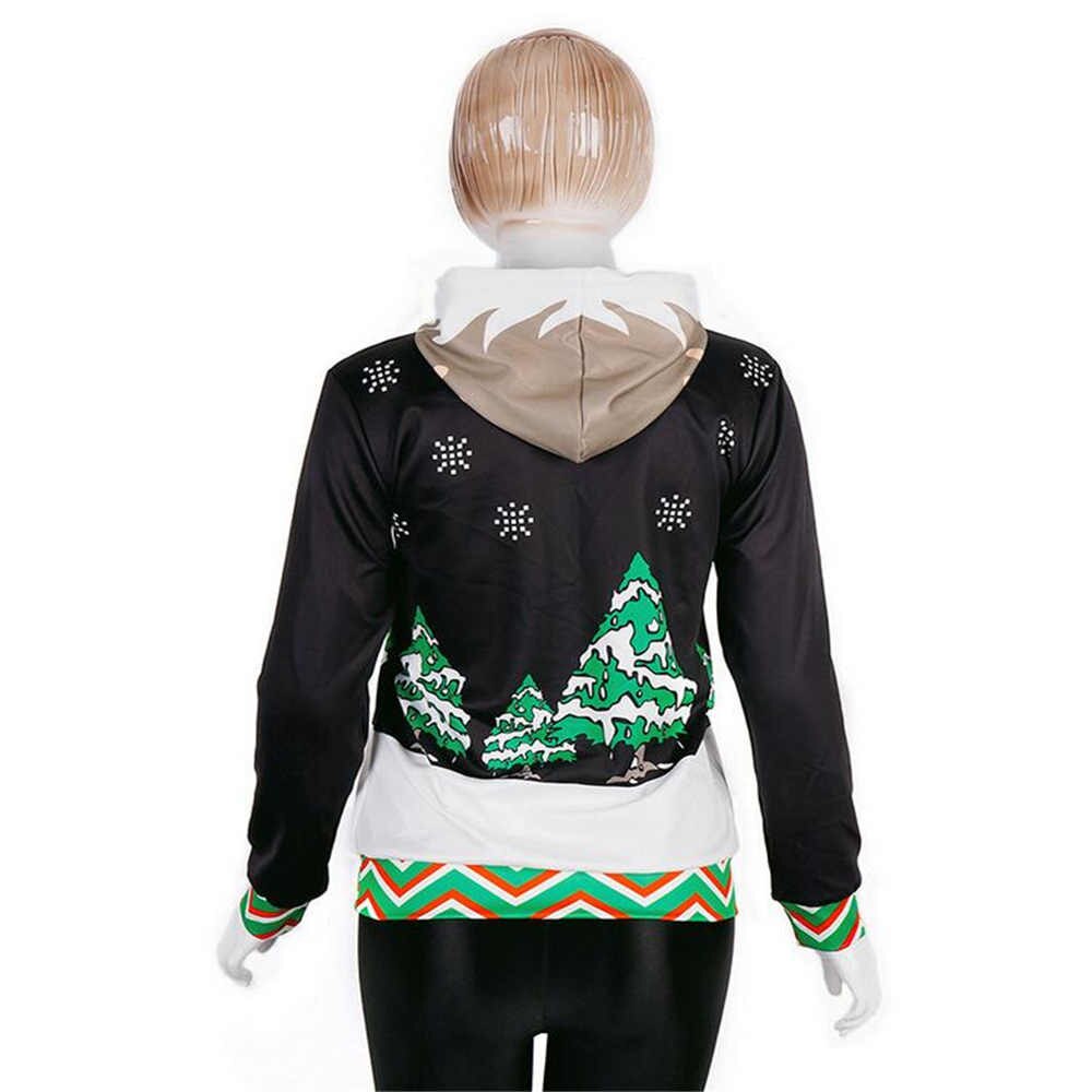 Christmas Sweatshirt - 3D Printing Reindeer - Hooded Pullover - Couple Lovers Clothing
