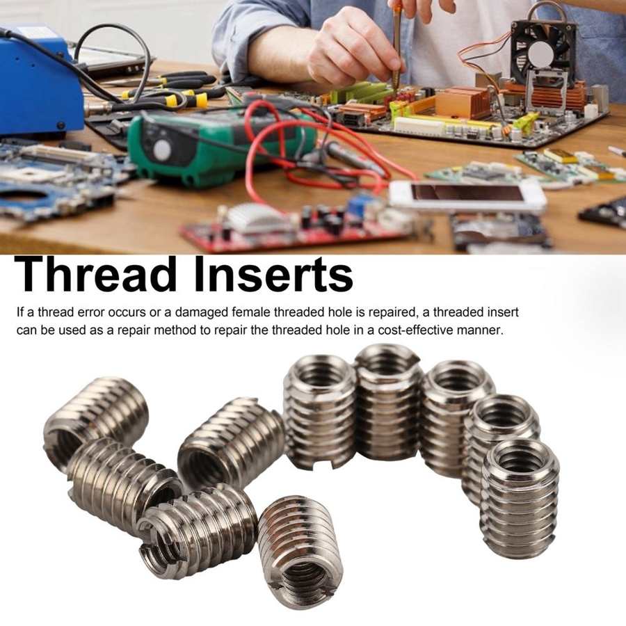 10pcs Stainless Steel Thread Inserts Screw Reducing Nut Female Thread M4x0.7 and M6x1.0 Male Thread Repair Insert kit Set