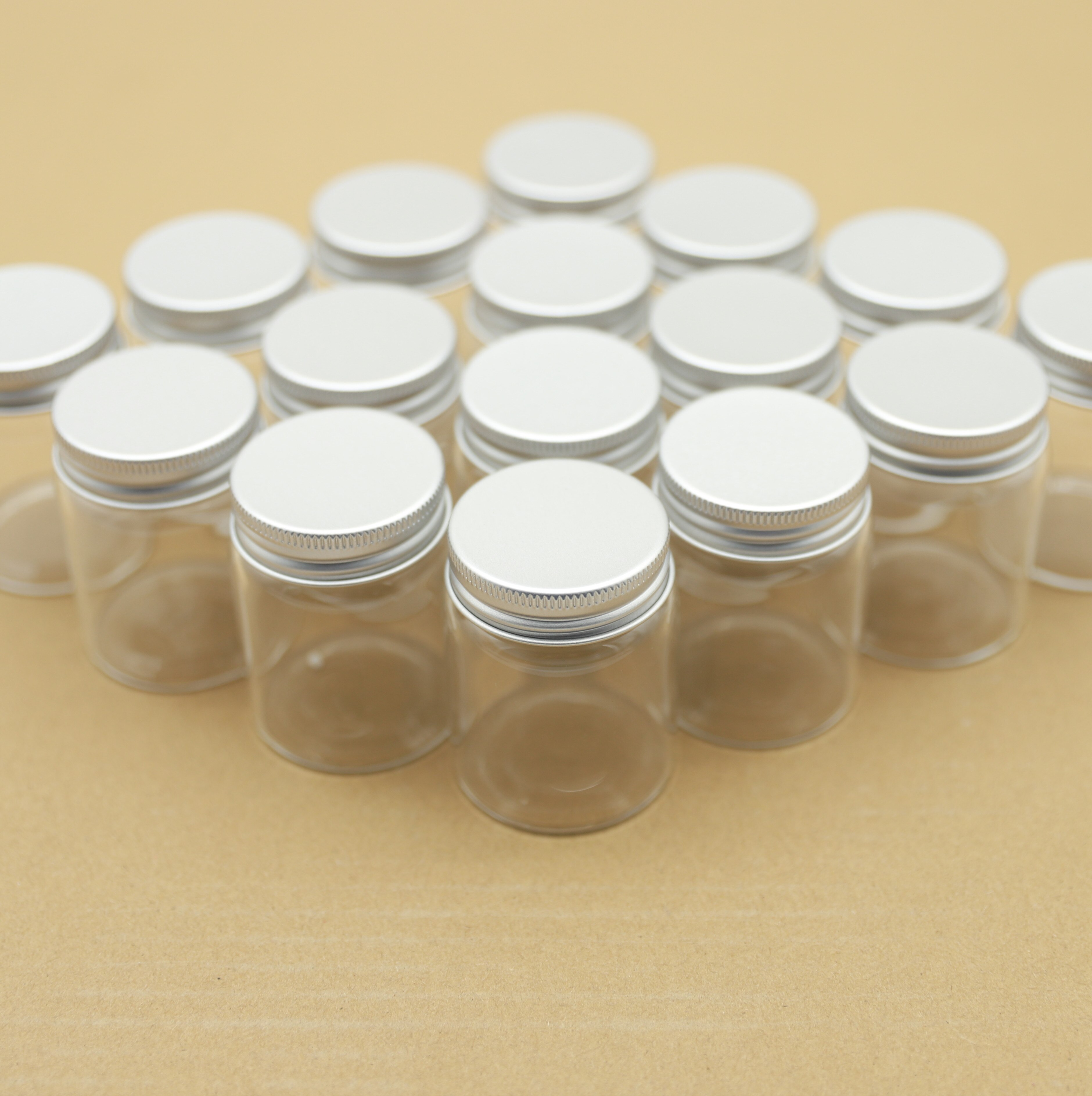 12pcs 47*60mm 60ml small Glass Bottle jars Silver Screw Cap mini Jars DIY Craft Transparent jars empty Vial bottles