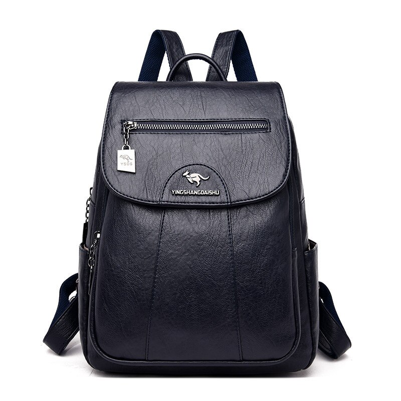 Vrouwen Lederen Rugzakken Vrouwelijke Vintage Rugzak Voor Meisjes Schooltas Reizen Rugzak Dames Sac A Dos Terug pack: blue