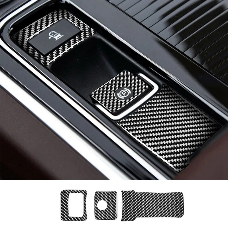 for Jaguar XE XF X760 X260 Carbon Fiber Decorative Interior Accessories Electronic Handbrake Parking ButtonTrim Sticker