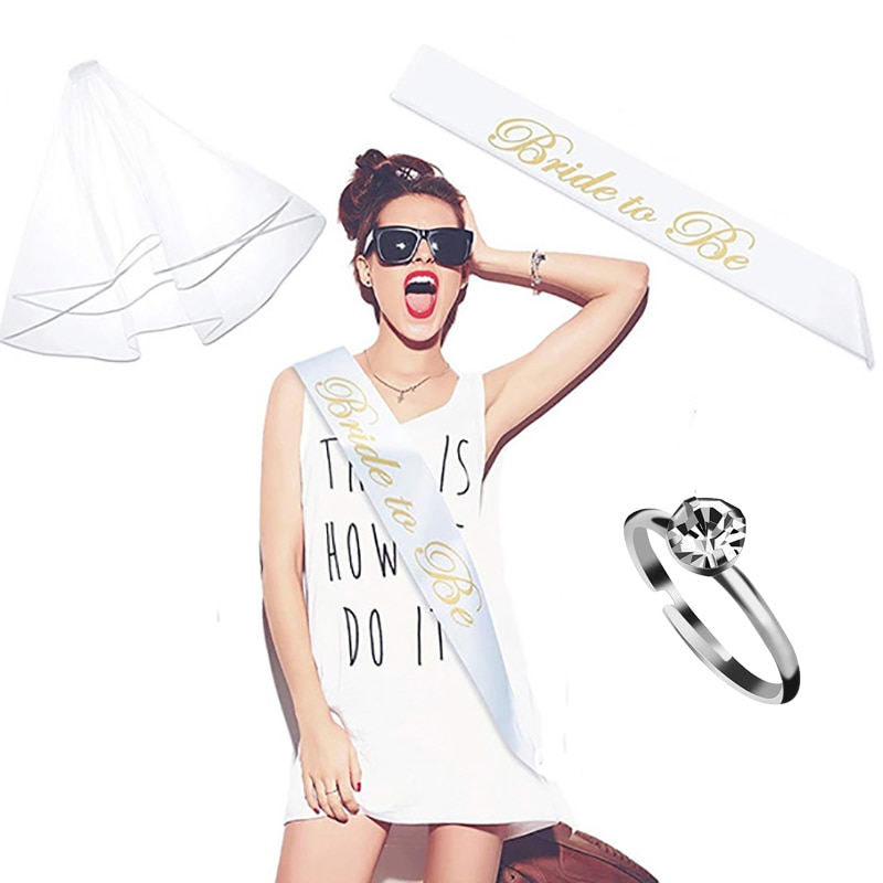 bride to be sash Veil ring Bachelorette Hen night Party Wedding Bridal Shower table centerpiece Bridesmaid Decoration favor